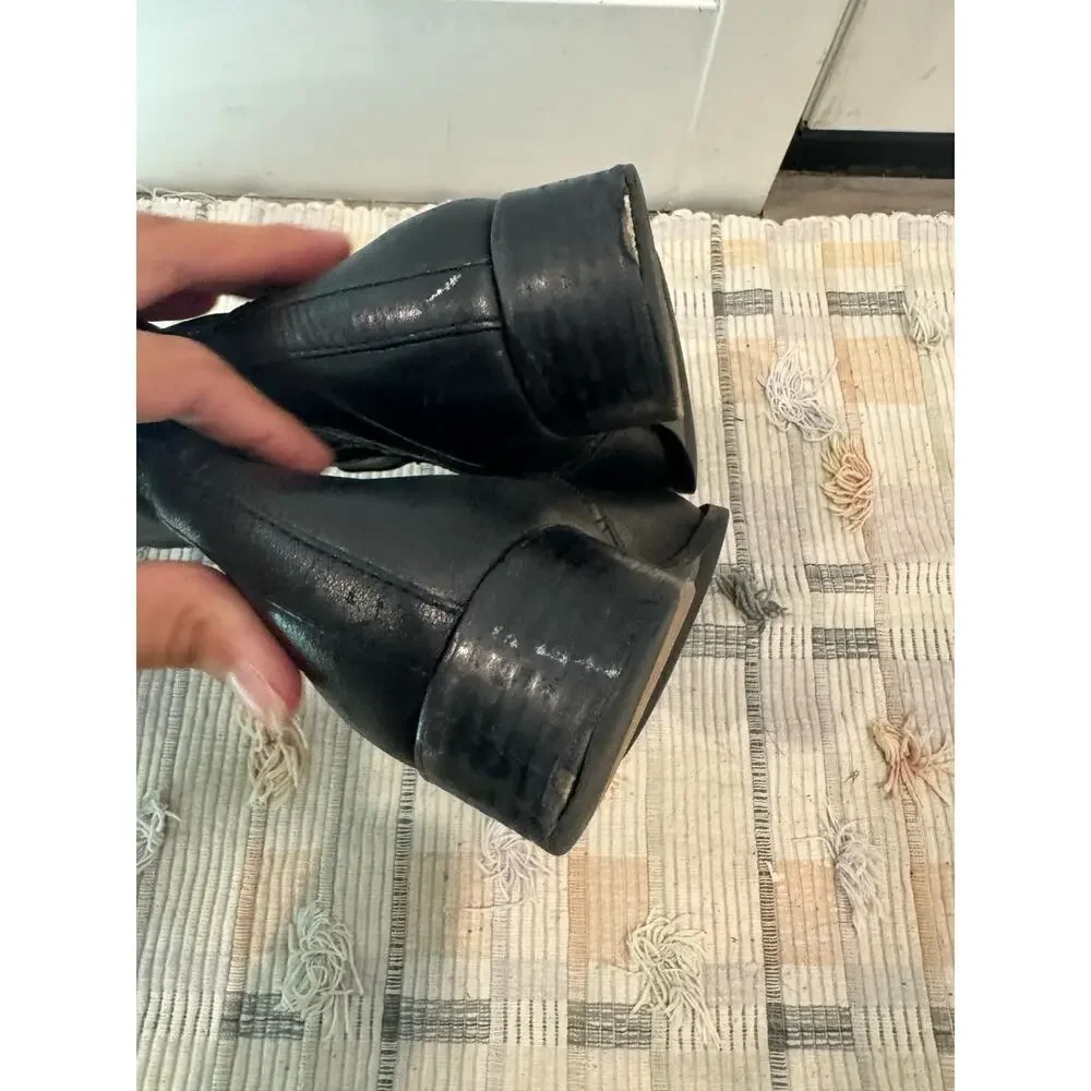 Tory Burch Kiernan Leather Knee High Black Riding Boots Gold Tory Logo
